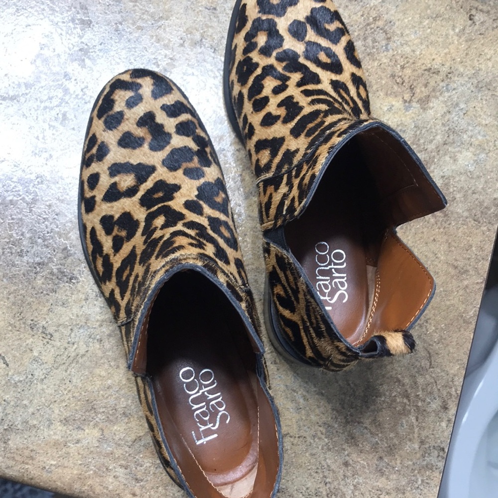 Franco Sarto Leopard Calf Hair Booties